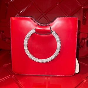Elegant Red bag with Crystal Embellishment